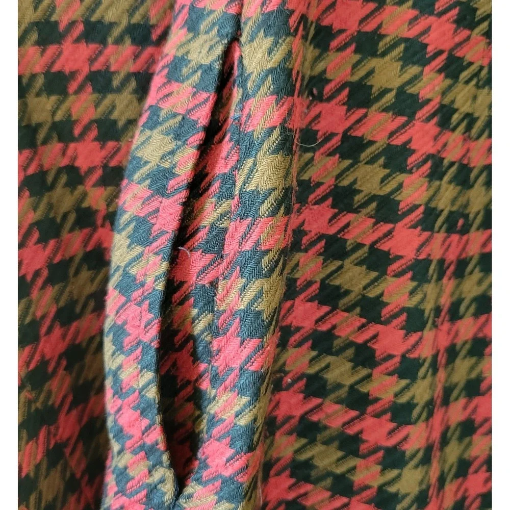 CC Courtenay Skirt Suit Size 10 Red Black Olive Houndstooth Plaid Pockets Bolero